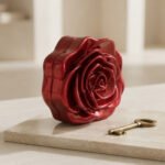 Sculptural Rose Bloom Clutch-Glossy Deep Red