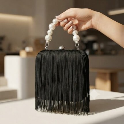 Spherical Pearl-Lustre Evening Clutch-Iridescent Champagne