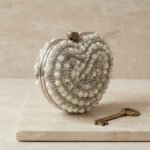 Pearl-Encrusted Heart Evening Clutch-Cream Pearl and Silver-Tone Hardware