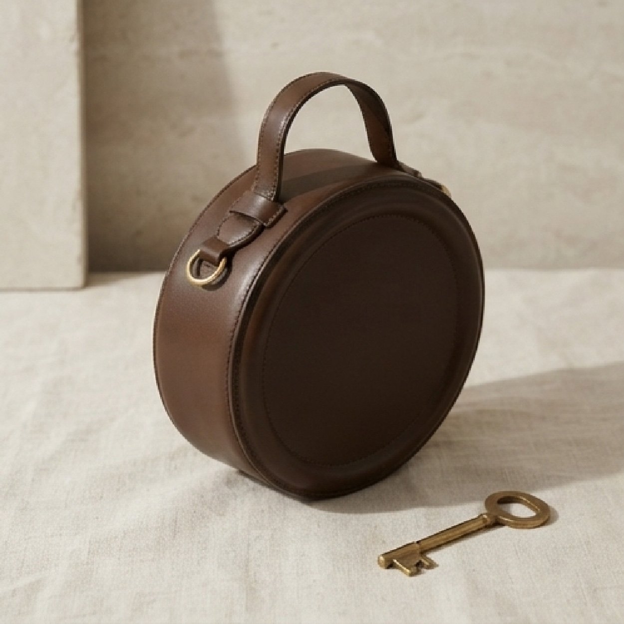 03.1-15 Structured Round Top-Handle Bag-Deep Espresso Brown - Image 1