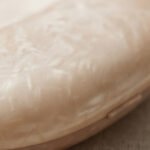 Minimalist Marbled Oval Clutch-Soft Beige Marble - Image 3