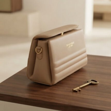 Structured Minimalist Shoulder Bag-Warm Beige
