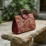 Embroidered Heritage Satchel-Deep Burgundy with Gold Embroidery