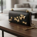 Enchanted Butterfly Embellished Clutch-Midnight Black