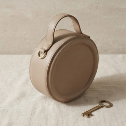 Minimalist Round Top-Handle Bag-Warm Taupe