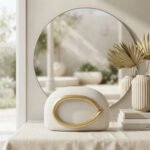 Sculptural Gold-Accent Minimalist Clutch-Off-White with Gold - Image 3