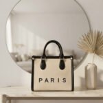 Paris Canvas Tote-Beige and Black