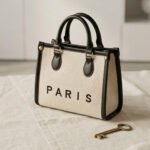 Paris Canvas Tote-Beige and Black - Image 2