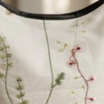 Botanical Embroidered Shoulder Bag-White with Floral Embroidery and Black Trim - Image 2
