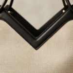 V-Cut Canvas Tote-Beige and Black - Image 2