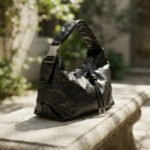 Crinkled Urban Hobo Bag-Midnight Black