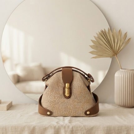 Textured Heritage Satchel-Beige and Tan