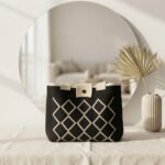 Geometric Knit Tote Bag-Black and Cream - Image 3