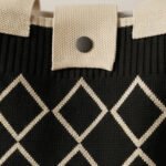 Geometric Knit Tote Bag-Black and Cream - Image 2