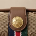 Monogram Stripe Frame Clutch-Beige/Brown with Multicolored Stripe Detail - Image 3