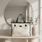 Abstract Quilted Carryall Tote-Multicolored Pastel on Off-White - Image 3