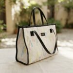 Abstract Quilted Carryall Tote-Multicolored Pastel on Off-White - Image 2