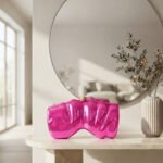 Liquid Chrome Sculptural Clutch-Neon Hot Pink