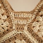 Two-Tone Crochet Summer Tote-Beige and Cream - Image 3