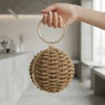 Gilded Woven Sphere Clutch-Metallic Gold