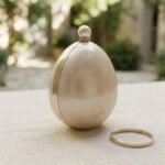 Spherical Pearl-Lustre Evening Clutch-Iridescent Champagne