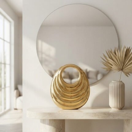 Metallic Sculptural Crescent Bag-High-Shine Gold