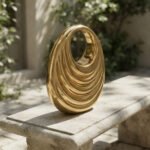 Metallic Sculptural Crescent Bag-High-Shine Gold - Image 3