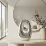 Metallic Sculptural Crescent Bag-High-Shine Silver