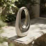 Metallic Sculptural Crescent Bag-High-Shine Silver - Image 2