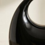 Metallic Sculptural Crescent Bag-High-Shine Black - Image 2