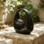 Metallic Sculptural Crescent Bag-High-Shine Black - Image 3