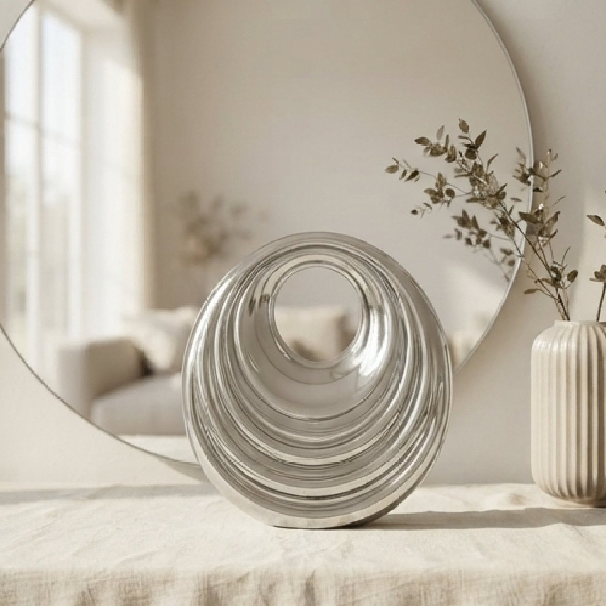 06-31 Wave Sculptural Crescent Bag-High-Shine Silver - Image 1