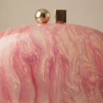 Swirl Marble Effect Hard-Shell Clutch-Pink and Gold Swirl - Image 2