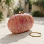 Swirl Marble Effect Hard-Shell Clutch-Pink and Gold Swirl - Image 3