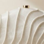 Swirled Marble Effect Shell Clutch-Pearlescent White - Image 2