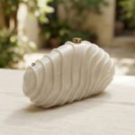 Swirled Marble Effect Shell Clutch-Pearlescent White - Image 3