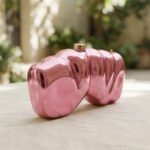 Liquid Chrome Sculptural Clutch-Neon Hot Pink - Image 3