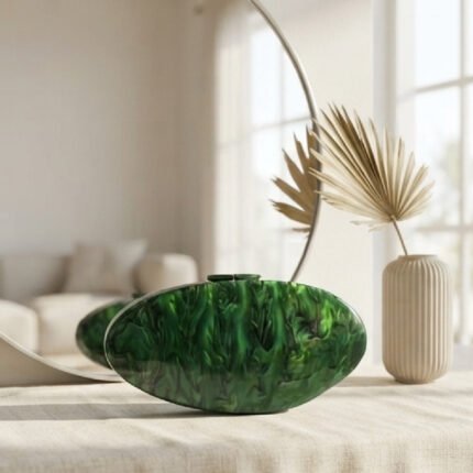 Emerald Marble Effect Hard-Shell Clutch-Emerald Green Swirl