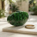 Emerald Marble Effect Hard-Shell Clutch-Emerald Green Swirl - Image 3