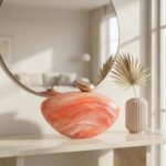 Coral Swirl Marble Effect Shell Clutch-Coral and White Swirl