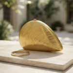 Golden Shell Sculptural Clutch-High-Shine Gold - Image 3