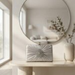 Radiant Silver Pleated Crystal Clutch-Shimmering Silver
