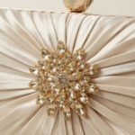 Radiant Champagne Pleated Crystal Clutch-Champagne Gold - Image 3