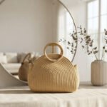 Textured Woven Arch Tote-Natural Straw