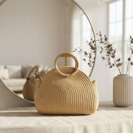 Textured Woven Arch Tote-Natural Straw