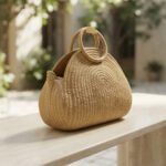 Textured Woven Arch Tote-Natural Straw - Image 3