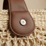 Woven Summer Crossbody Bag-Natural Straw and Brown - Image 2