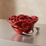 Sculptural Rose Bloom Clutch-Glossy Deep Red - Image 2