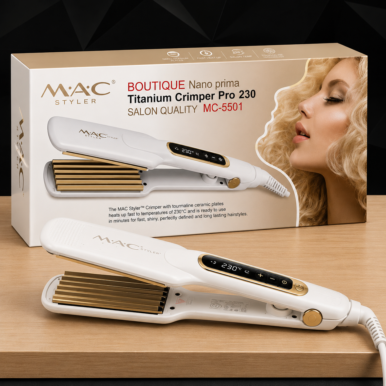 ChatGPT Image Jul 17, 2026, 10_01_21 PM MAC Styler MC-5501 Pro 230 Titanium Hair Crimping Iron - Image 1